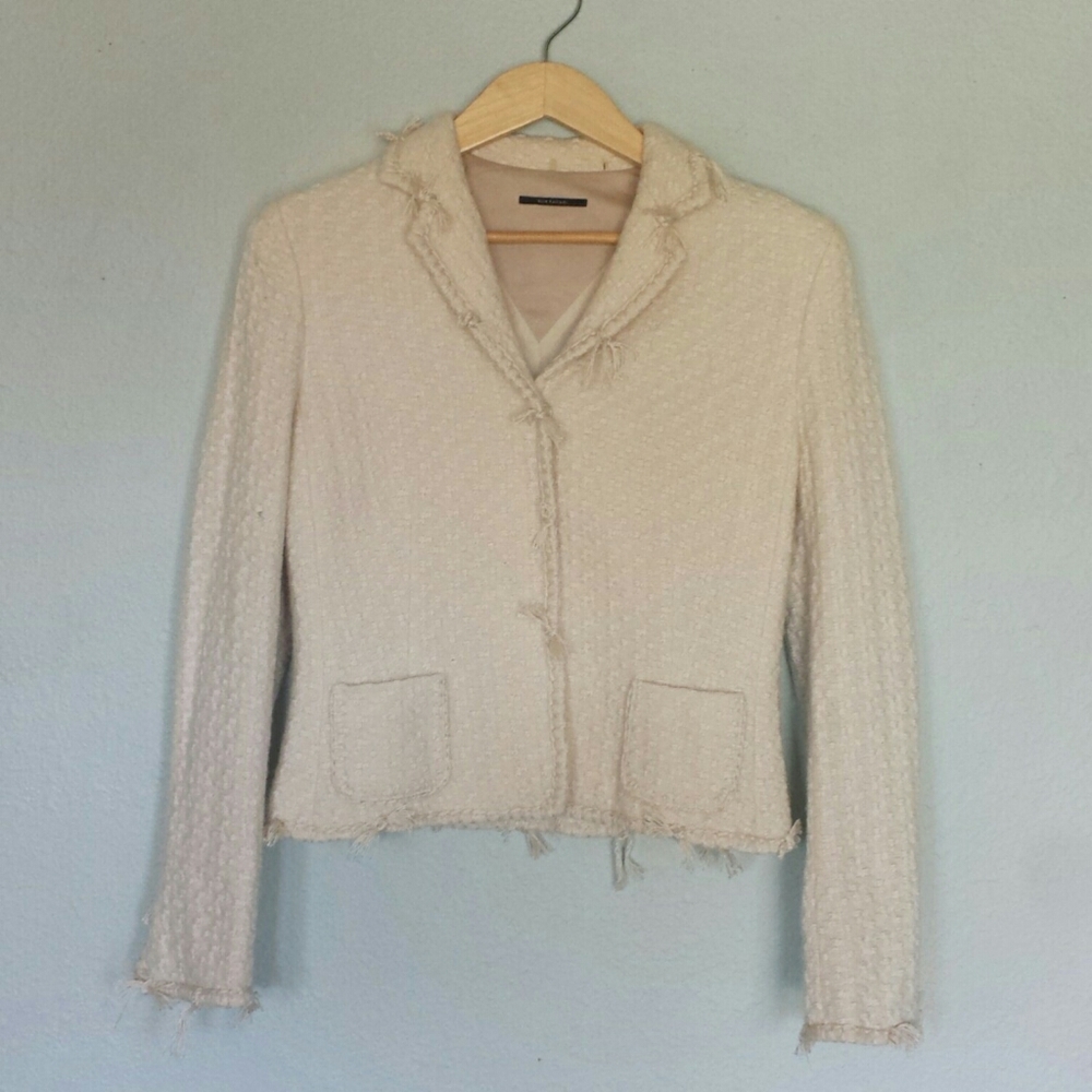 Elie Tahari Tweed Wool Blend Blazer Size Medium